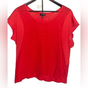 The Limited Scoop Neck Short Sleeve Linen Red-Orange Pull Over Blouse Women’s L